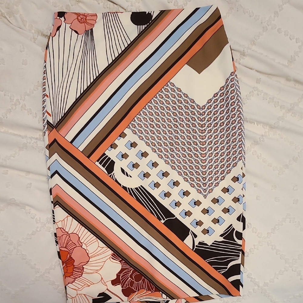New York & Company Multicolor Geometric Pencil Skirt